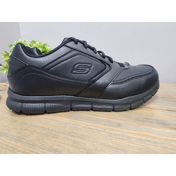 Skechers Nampa Slip Resistant Work Shoes Mens Size 13 Wide EE Black 77156W - Picture 1 of 15